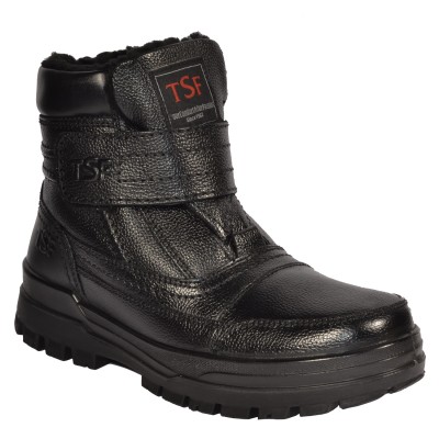 TSF LEATHER WINTER FUR BOOT FOR MEN's (BLACK)